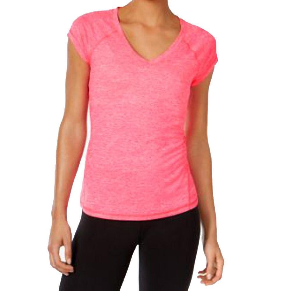 Ideology Womens Activewear Heathered Performance T-Shirt Size S